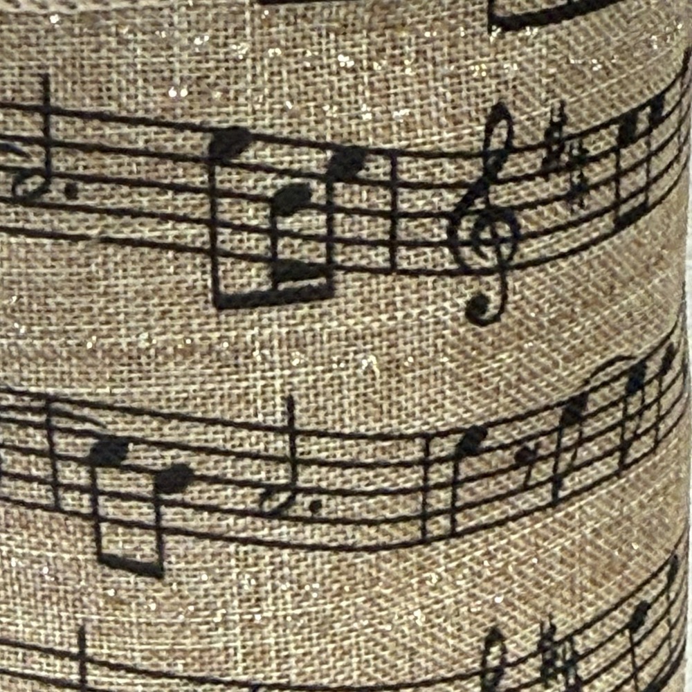 D. Stevens 4" Wired Ribbon Musical Notes Natural/Black Gold Metallic Christmas - Picture 6 of 10